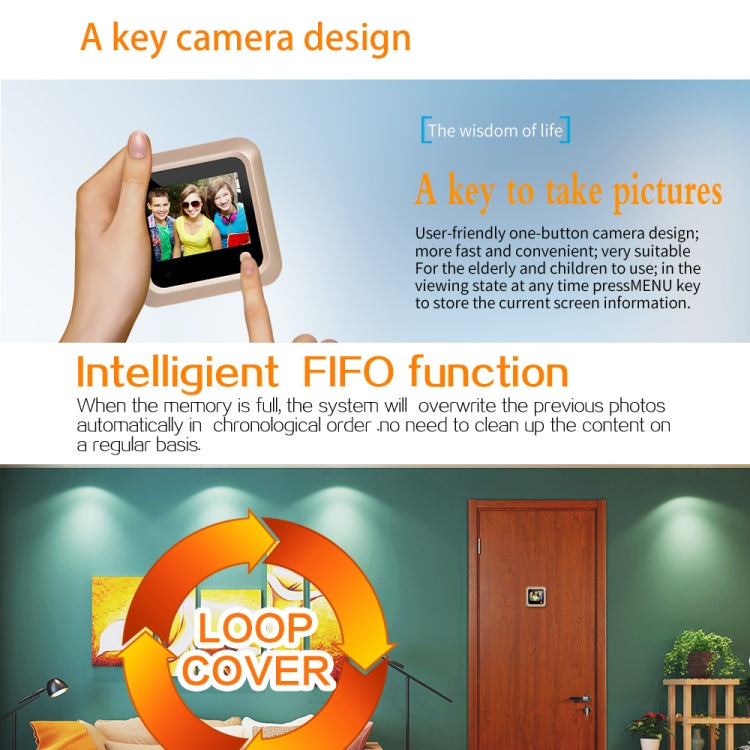 X5 2.4 inch Screen 2.0MP Security Camera No Disturb Peephole Viewer, Support TF Card, X5 X5 2.4 inch Screen 2.0MP Security Camera No Disturb Peephole Viewer, Support TF Card, X5